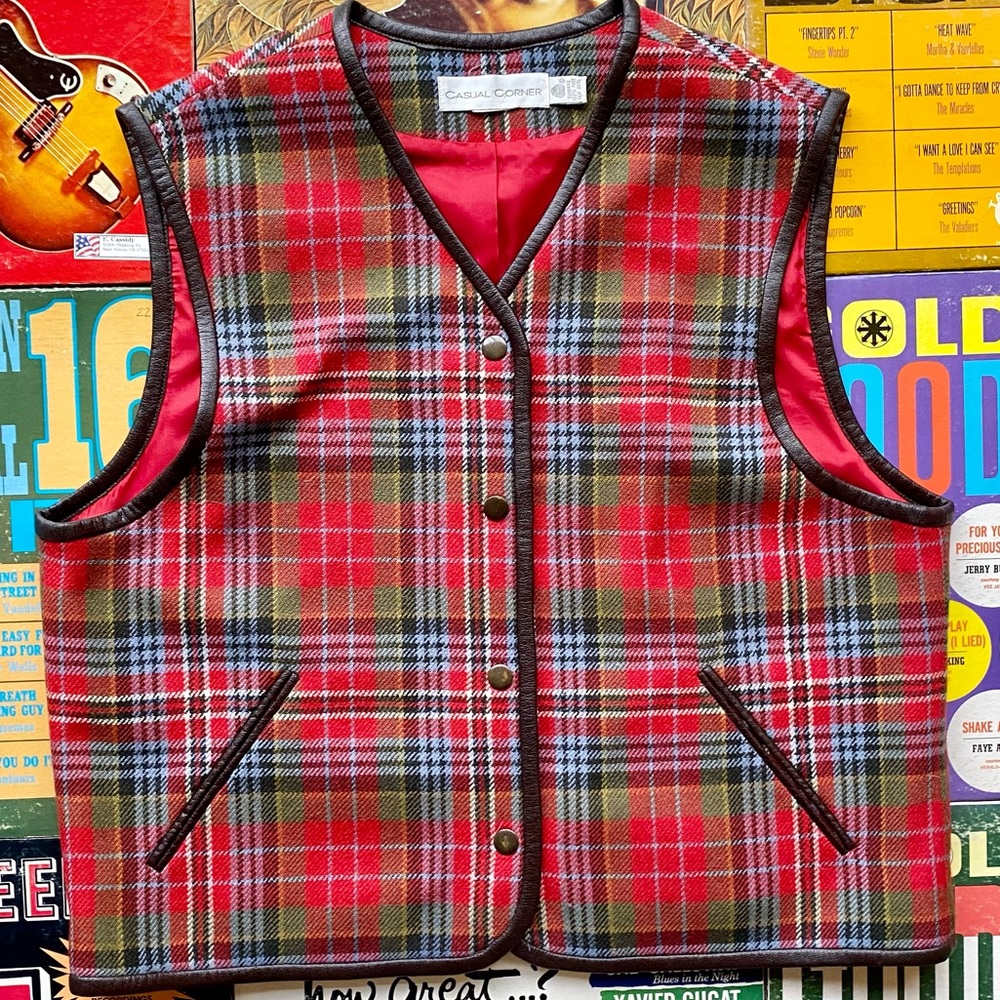 Vintage 100% Pure Wool Plaid Vest